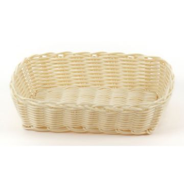 Корзина для хлеба прямоуг. 24,5*16,5*6 см. бежевая полиротанг /1/144/