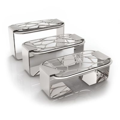 Подставка фуршетная стойка 40*20,5 см h31 см прямоуг. металл серый + блюдо акрил P.L. Hotelware