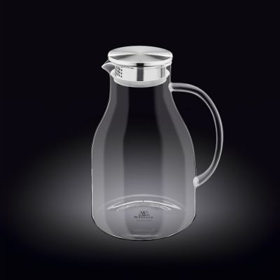 Кувшин 2,5 л. d=90 мм. h=250 мм. с крышкой + сетка нерж Термостекло Wilmax /1/12/