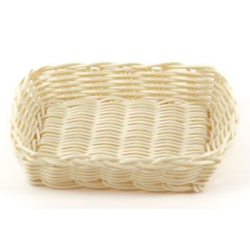 Корзина для хлеба прямоуг. 19,5*17,5*4,5 см. бежевая полиротанг /1/144/