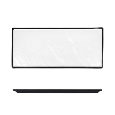 Блюдо прямоугольное 31*14 см h1,5 см Relief белое с черным бортом фарфор P.L. Proff Cuisine [3]