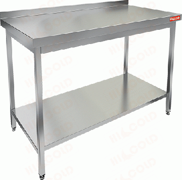 СТОЛ производственный пристенный с бортом и полкой HICOLD НСО-14/6БП 281113