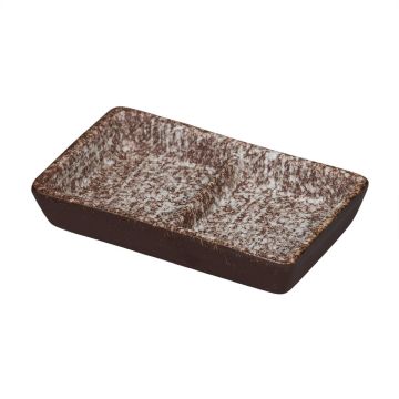 Соусник  44 мл 11,5*7*2,5 см прямоуг. двойной фарфор Brown Untouched Taiga P.L. Proff Cuisine [1]