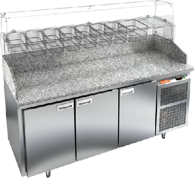Стол охлаждаемый для пиццы HICOLD PZ3-111/GN с гранитной столешницей без витрины