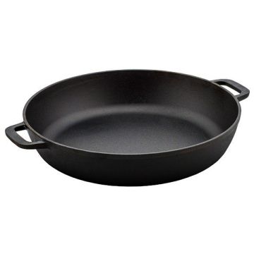 Сковорода d=32 см. h=7 см. 4,5 л. чугун глубокая с 2 ручками /1/2/