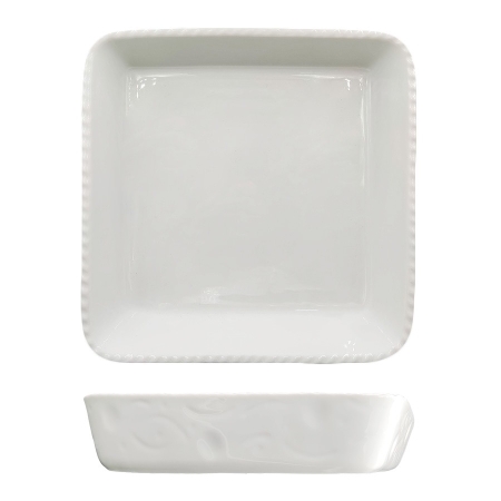 Форма для запекания квадратная, с рельефным бортом, 25х25х5 см, белая, фарфор
