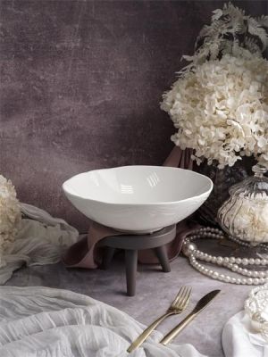 Салатник 600 мл, d 18 см h 5,4 см, фарфор, Grazia