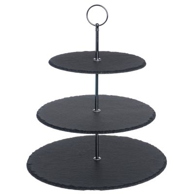 Этажерка 3-х ярусная d=20/25/30 см. h=44 см. черная, сланец MGprof /1/10/ АКЦИЯ