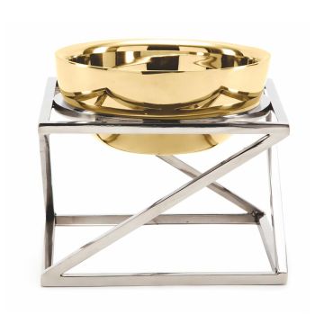 Подставка фуршетная стойка 23*23*20 см нерж. + салатник нерж. цвет золото P.L.--Hotelware