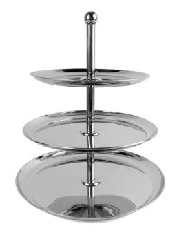 Блюдо-этажерка 3-х ярусное, для фруктов и выпечки, нержавеющая сталь