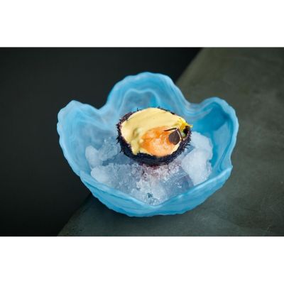 Салатник  250 мл d 16 см h7,5 см емкость для закусок Blue Sunset звезда матовое стекло P.L. [4]
