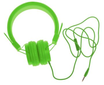 Наушники с микрофоном лайм, пластик и поролон