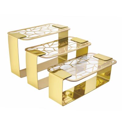 Подставка фуршетная стойка 37,5*20,5 см h26 см прямоуг. металл золото + блюдо акрил P.L. Hotelware