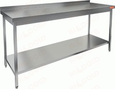 СТОЛ производственный пристенный с бортом и полкой HICOLD НСО-16/7БП 282669