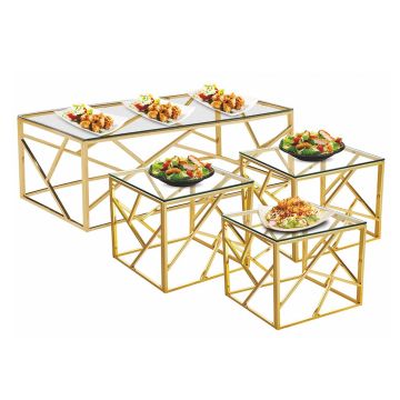 Подставка фуршетная стойка набор 3 шт (51,5*15,5*20 см /56*20,5*25 см /61*25,5*30 см) Gold P.L.