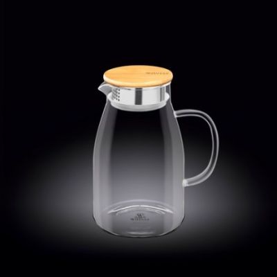 Кувшин 1,5 л. d=85 мм. h=205 мм. с крышкой + сетка нерж Термостекло Wilmax /1/24/