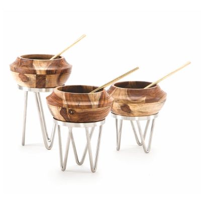 Подставка фуршетная стойка d 22 см h32 см круглая нерж. + салатник бук P.L.Hotelware