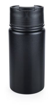 Термокружка  0.35 л черная с клапаном и присоской,  нержавеющая сталь