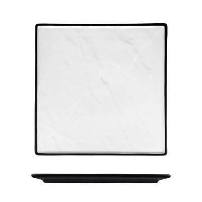 Блюдо квадратное 25*25 см h1,5 см Relief белое с черным бортом фарфор P.L. Proff Cuisine [3]