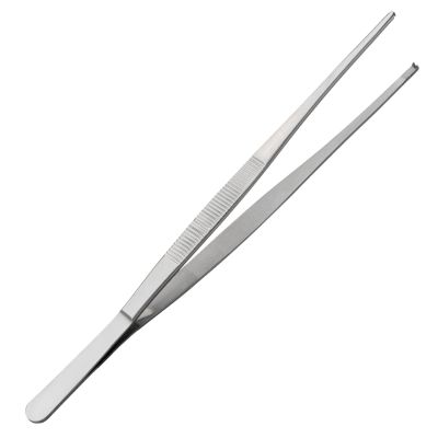 Щипцы (пинцет) 25 см. прямые, прямой кончик с зубцами, нерж. MGsteel /1/100/