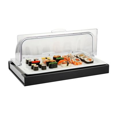 Поднос для выкладки 53*32,5*24,5 см фарфор с пласт. Roll-top крышкой + подставка с хладогеном SUNNEX