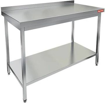 СТОЛ производственный пристенный с бортом и полкой HICOLD НСО-12/6БП (282662)