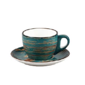 Кофейная пара Texture Dark Green Lines 100 мл, 12 см, h 5 см, P.L. Proff Cuisine [6]