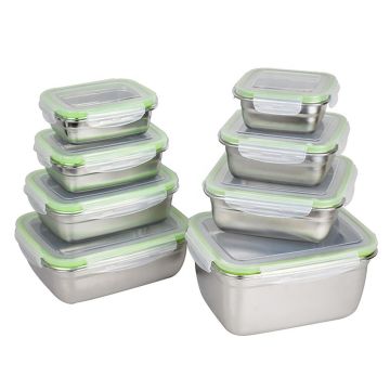 Контейнер для продуктов прямоуг.  0,35 л. 14,1*10,6*5,3 см нерж. с пласт. крышкой и зажимом P.L.