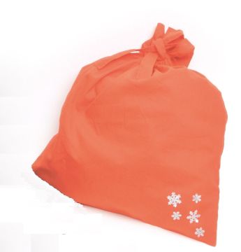 Мешок подарочный со снежинками красный, хлопок