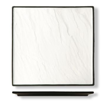 Блюдо квадратное 25*25 см Relief белое с черным бортом фарфор P.L. Proff Cuisine [3]