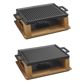 Сковорода для подачи на дерев. подст. 30*20 см гриль прямоуг. чугун 2 ручки LAVA