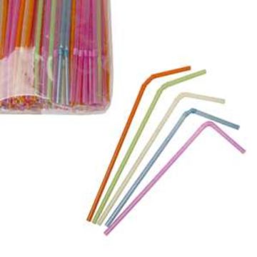 Трубочки 0,5*21 см со сгибом 1000 шт неон пластик P.L.