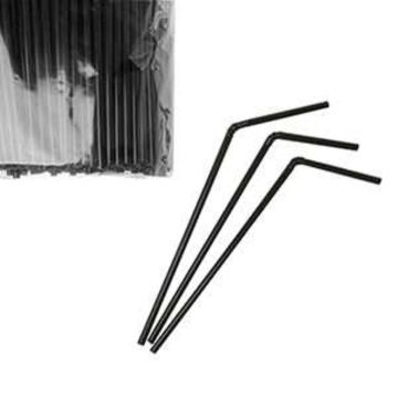 Трубочки 0,5*21 см со сгибом 1000 шт черные пластик P.L.