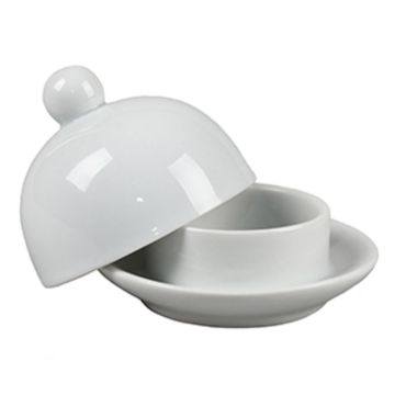 Масленка икорница 30 мл d5,5 см с крышкой белая фарфор P.L. Proff Cuisine