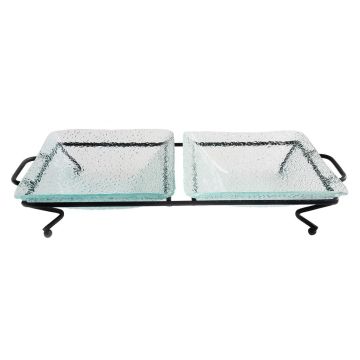 Подставка фуршетная стойка + 2 блюда стекло 34*15*6,5 см прямоуг. металл P.L.