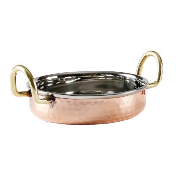 Сковорода для подачи 13,2 см h3,5 см 385 мл круглая Copper нерж. цвет медь 2 ручки золото P.L.