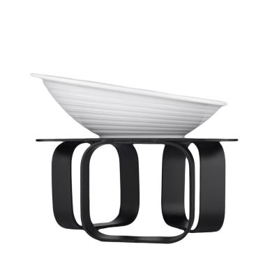 Подставка фуршетная стойка 24*23 см h15,5 см черный металл + салатник 28,5*23 см h5 см меламин P.L.