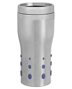 Термостакан 0.4 л с синими PVC вставками, колба и корпус - нержавеющая сталь