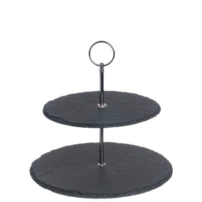 Этажерка 2-х ярусная d=20/25 см. h=23 см. черная, сланец MGprof /1/12/