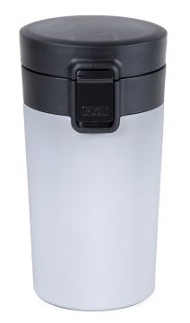 Термокружка  0.3 л белая с защелкой и присоской  нержавеющая сталь / пластик