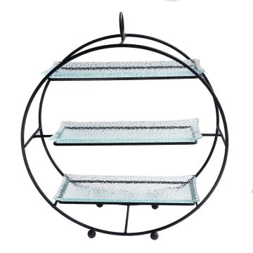 Подставка фуршетная этажерка 3 яруса 33*11*36 см нерж. + 3 блюда стекло P.L. Proff Cuisine