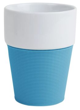 Кружка 200 мл Silikon, бирюзовая/белая, керамика/силикон