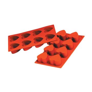 Форма кондитерская "Сердце" 6 ячеек d 65 мм, h 40 мм силикон (30*17,5 см) P.L.