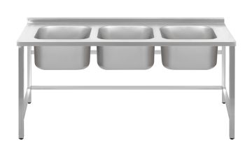 ВАННА моечная Luxstahl ВМ3 18/6/8.5 (стл.430-0.8) без фартука