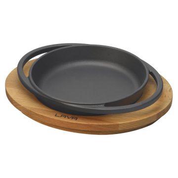 Сковорода для подачи на дерев. подст. 16 см круглая чугун 2 ручки LAVA