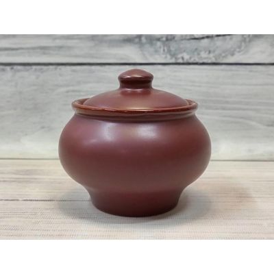 Горшок 320 мл d 11,1/9,1 см h10,3 см с крышкой "Шелк-Доломит" матовая керамика ПГ [1]