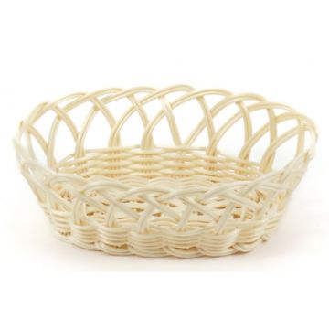 Корзина для хлеба овальная 21,5*14*8 см. бежевая полиротанг /1/144/