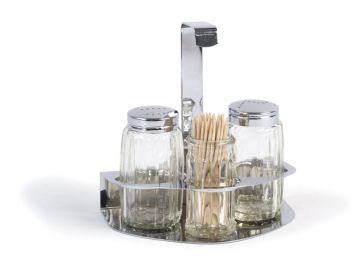 Набор: соль, перец, зубочистки, стекло и нержавеющая сталь