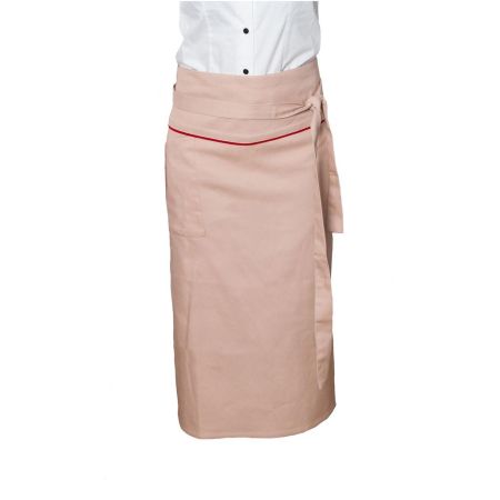 Фартук универсальный с отворотом из джинсовой бежевой ткани