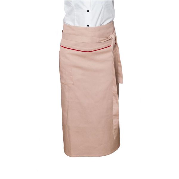 Фартук универсальный с отворотом из джинсовой бежевой ткани